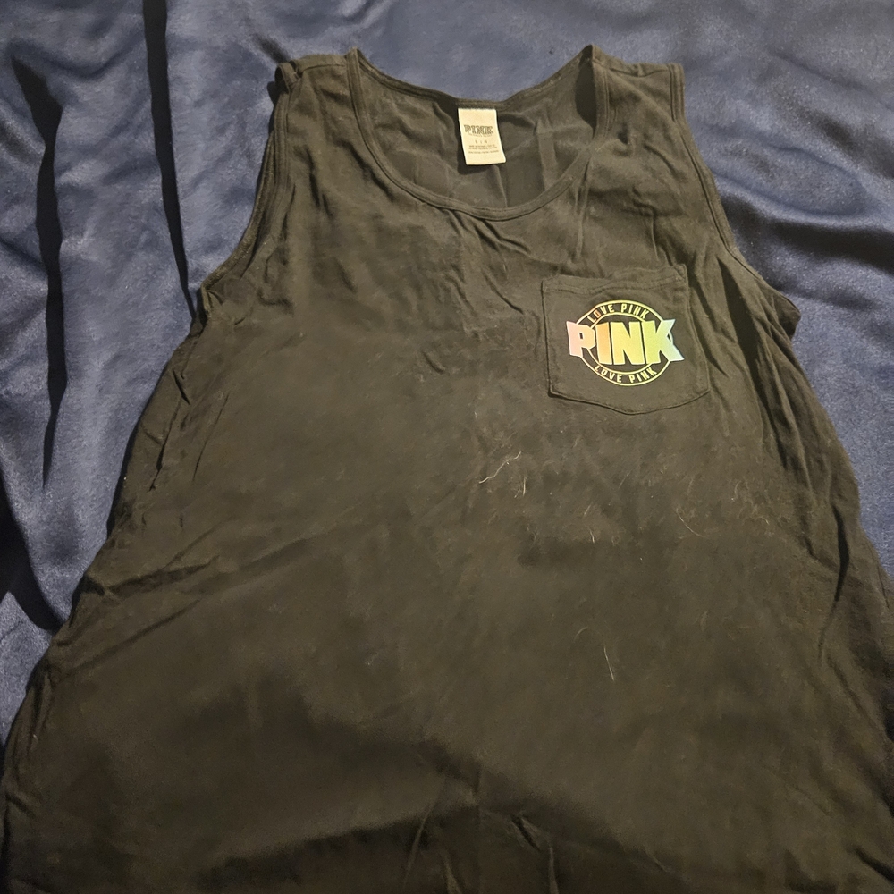 PINK Victoria's Secret Black Tank with Logo